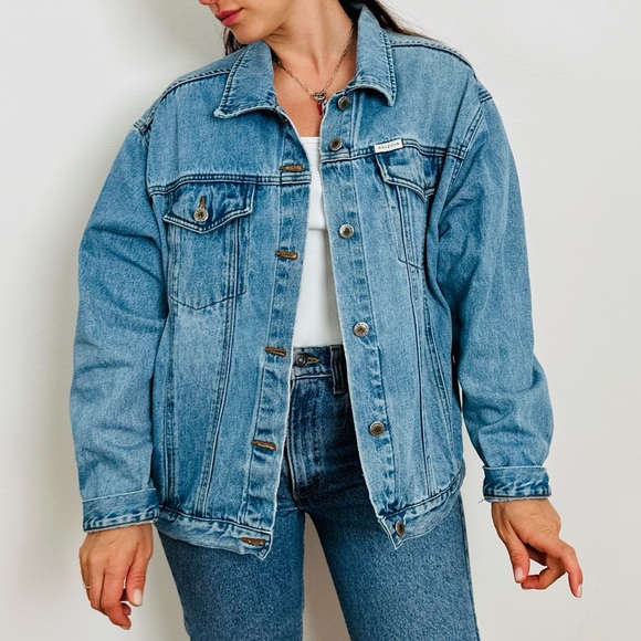 Vintage 1990s Arizona Jeans Co Denim Jean Jacket baggy loose fit - Picture 5 of 10